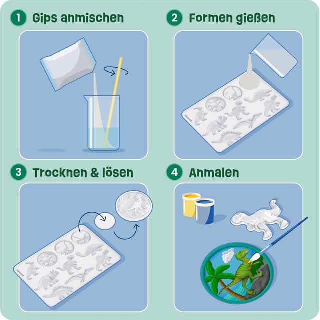 Detalle de Smowo® Dino-Gipsfiguren-Set mit 10 Modellen – Gießen & Bemalen für Kinder