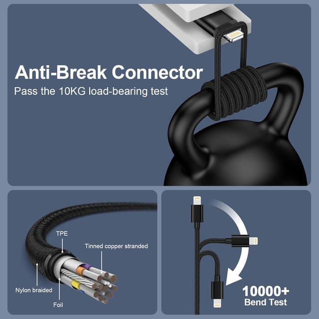 Detalle de Auto Aux Kabel Lightning auf 3,5-mm Klinke für iPhone – HiFi Audio 1 m (für iPhone 14/13/12/11, SE, iPod, iPad)