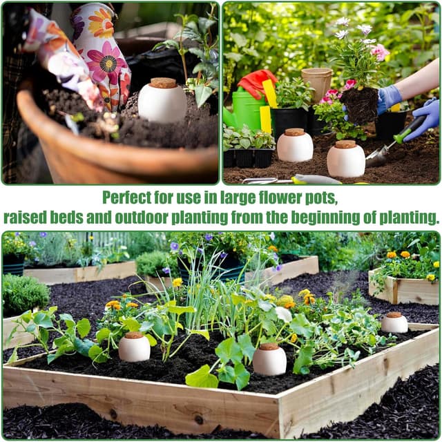 Detalle de Terracotta Watering Spikes 4 Pack Ollas Self Watering Globes – slow release planter insert for indoor & outdoor plants