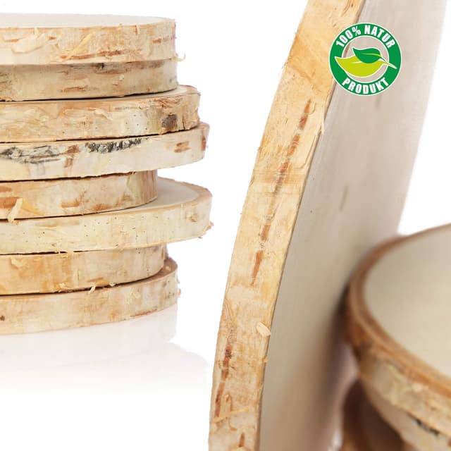 Thumbnail 3 de com-four Lot de 8 dessous de verre en bois 11-13 cm