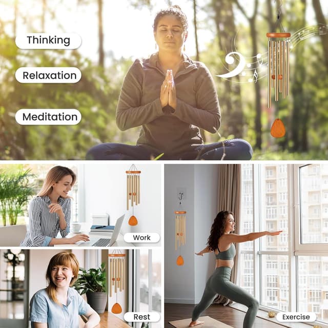 Detalle 2 de Waterproof memorial wind chimes, gold