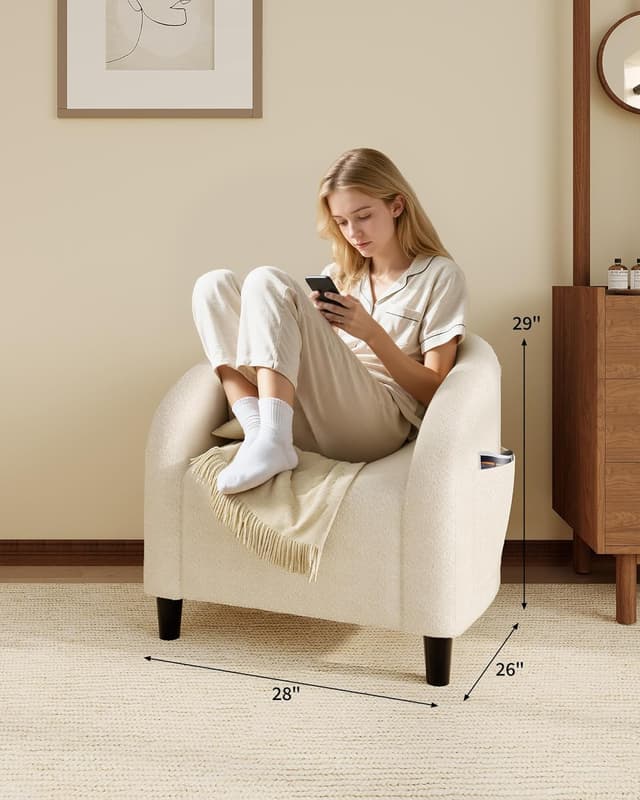 Detalle de GarveeHome Accent Chair Boucle Barrel Round Armchair