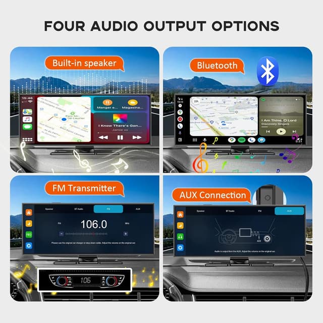 Detalle de Largest 11.5" Portable CarPlay Screen with Wireless CarPlay/Android Auto, Dual Dash Cam & App View