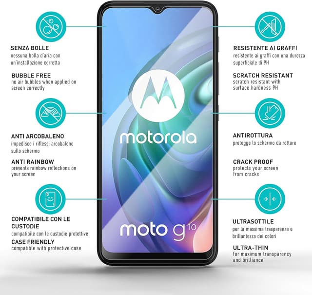 Detalle de smartect Vetro Temperato 3 Pezzi Clear per Motorola Moto G10/G30/G9 Play/E7 Plus/E7 Power con durezza 9H