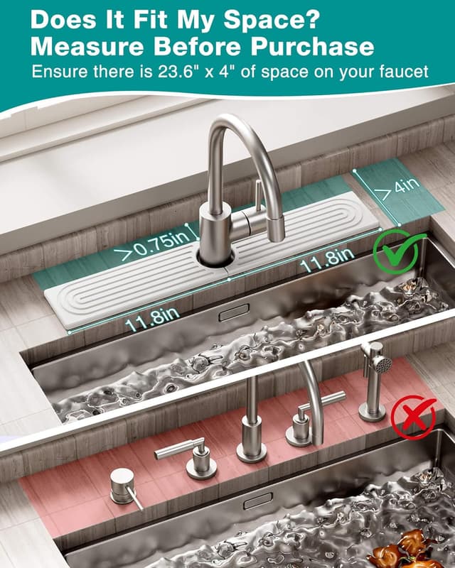 Thumbnail 3 de Stone Faucet Mat Diatomite Sink Protector 23.6"