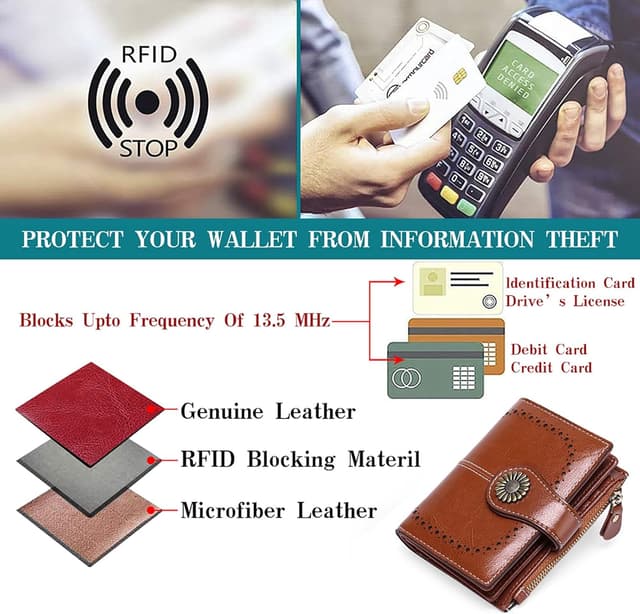 Thumbnail 4 de SENDEFN Damen-Geldbörse aus Leder mit RFID-Schutz und 16 Kartenfächern