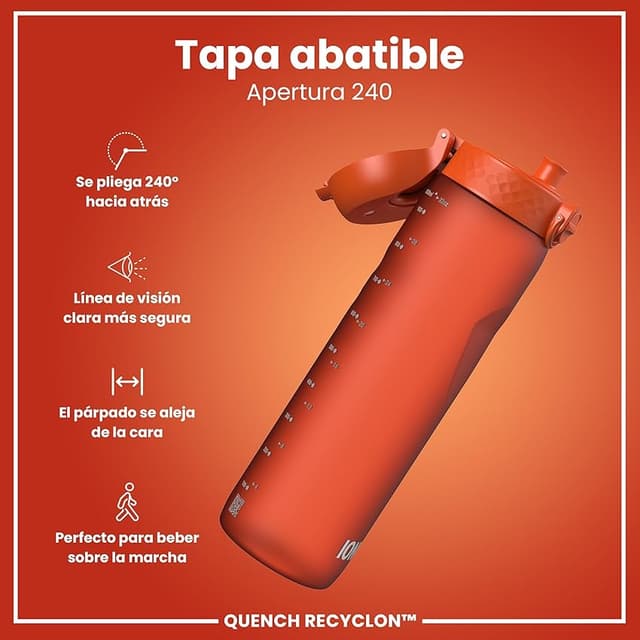 Detalle 2 de ion8 Botella de Agua 1 L, a prueba de fugas, naranja