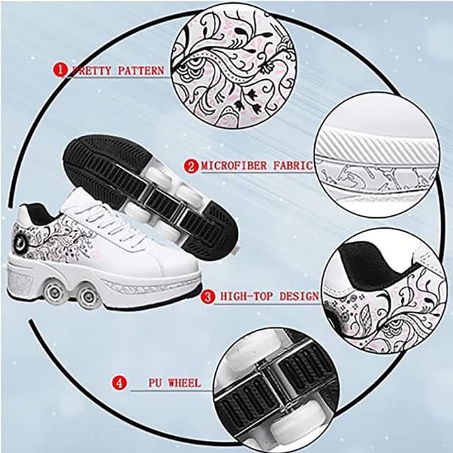 Detalle de Scarpe con rotelle 2 in 1 per bambini e adulti con freni integrati (pattini a rotelle, skateboard)