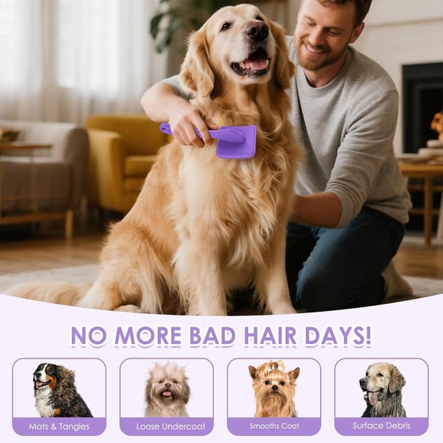 Detalle 2 de YOYUPETA Large Slicker Brush Set 3PC for Long-Haired Dogs