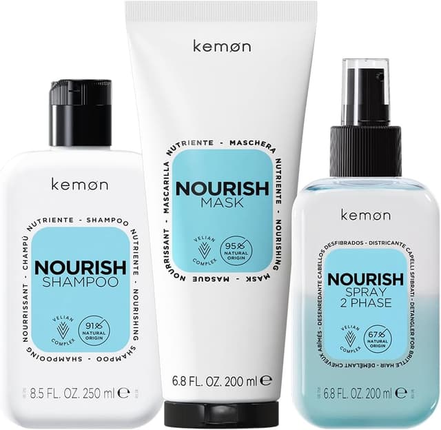 Detalle de Kemon Nourish Shampoo nutriente al burro di karité per capelli secchi, crespi e sfibrati (250 ml)