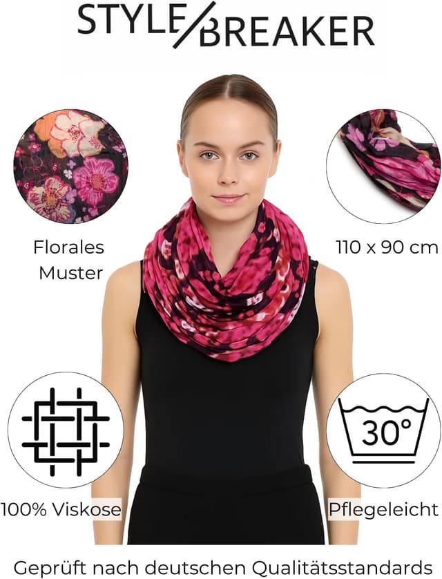 Thumbnail 2 de styleBREAKER Tubolare a spirale foulard in viscosa 110x90 cm