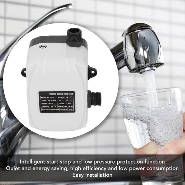 Thumbnail 6 de Pompa Booster 180 W BASSO RUMORE (ABS) per acqua domestica, pressurizzazione per doccia e lavello, DC24V, spina UE