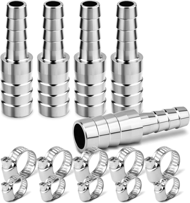 Detalle de ERGAOBOY 5 Pack 304 Stainless Steel reducing hose barb adapters (14mm to 8mm)