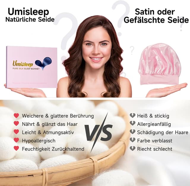 Detalle de Umisleep Schlafmütze aus Maulbeerseide 22 Momme