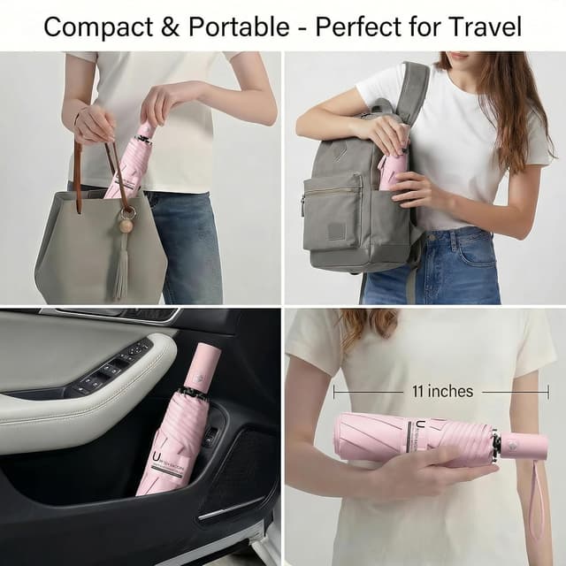 Detalle 2 de BAODINI Small UV Protection Travel Umbrella – compact 42 inch auto open/close, windproof UPF 50+