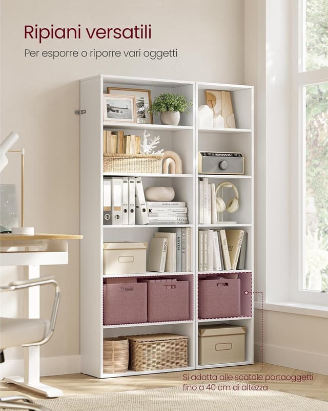 Detalle 2 de VASAGLE LBC167T14 Libreria 6 ripiani 24×40×178,5 cm