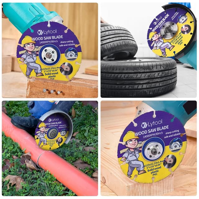 Detalle de Lytool 2 lame per sega circolare da 125 mm (foro 22,23 mm) per legno compensato e legno duro