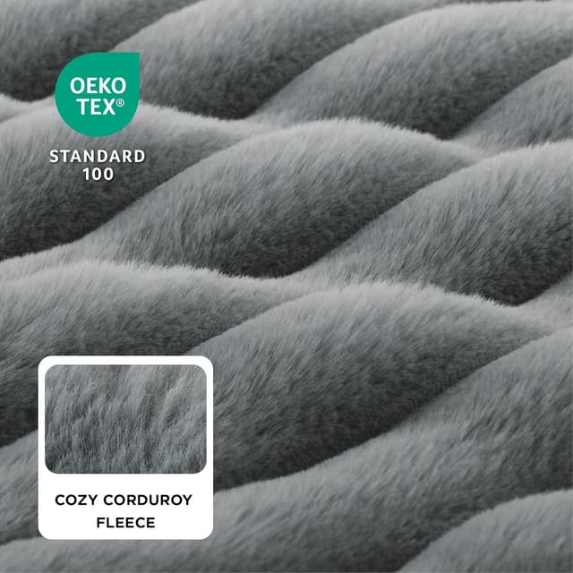 Detalle 2 de Bedsure Orthopedic Dog Bed Large (114x81x17.5cm) – Waterproof memory foam sofa with sides, non-slip base & removable corduroy cover, grey