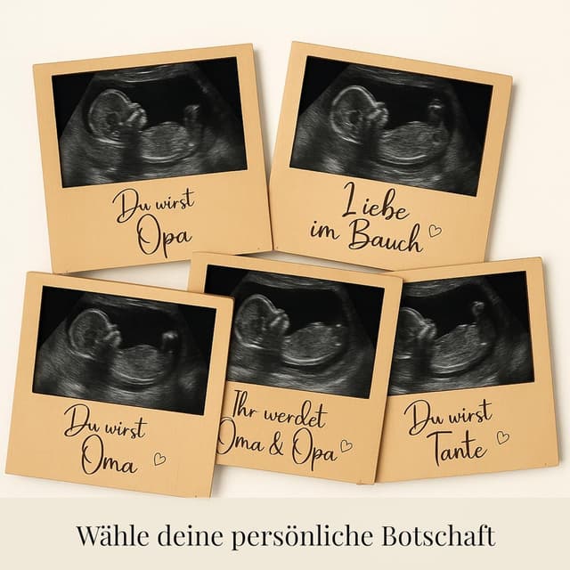 Detalle 2 de Milaboo® Holzrahmen zur Schwangerschaftsverkündung „Du wirst Opa“ – Fotorahmen aus Naturholz für das Ultraschallfoto