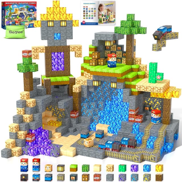 Detalle de Build Mine Magnet World 100PCS magnetic tiles 🧩