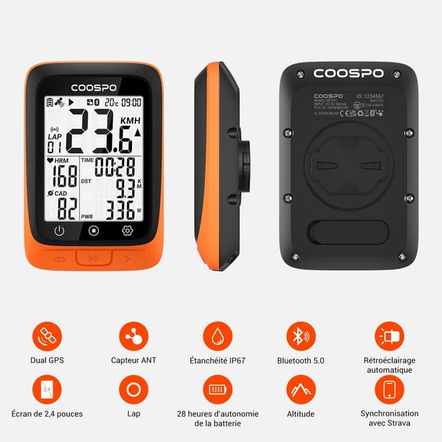 Thumbnail 2 de CooSpo BC107 Compteur Velo Bluetooth 5.0