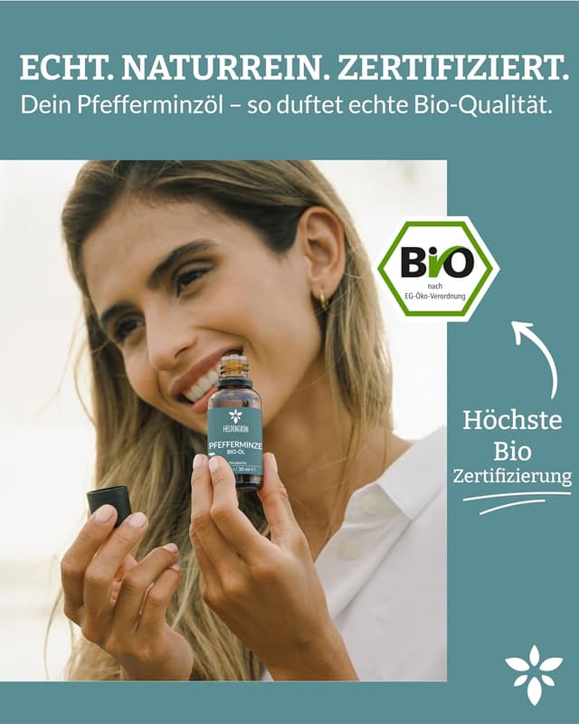 Detalle 2 de Heldengrün® BIO Pfefferminzöl (100% naturrein) – Reines Pfefferminzöl zum Verzehr aus Griechenland