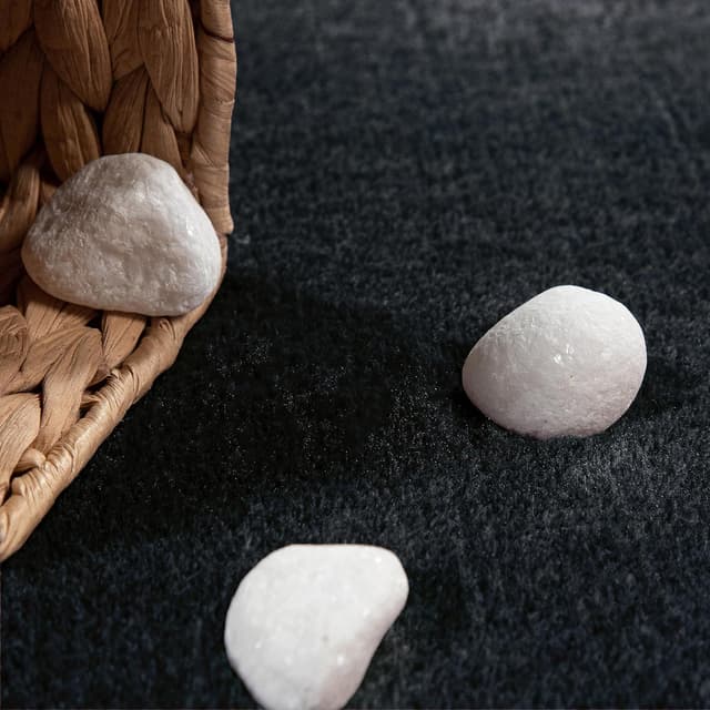 Detalle de Paco Home tapis rond de salon en poil ras lavable 80 cm, bleu marine