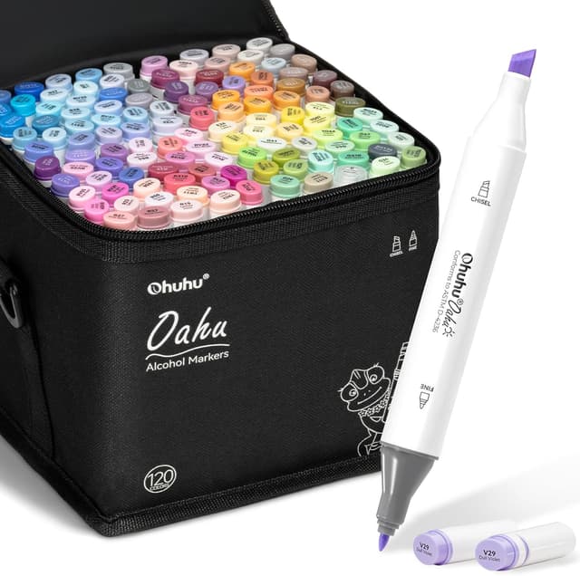 Detalle de Ohuhu Oahu Series 120 alcohol markers set 🎨