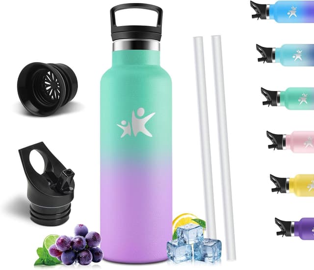 Detalle de Mulbijeo Gourde Isotherme 500 ml en acier inox 18/8 (double paroi, chaud/froid, sans BPA)