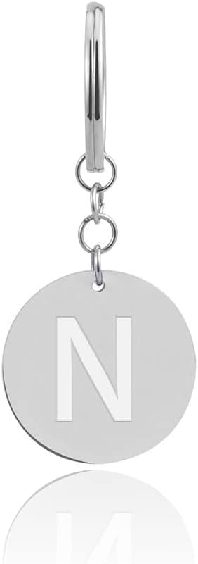 Detalle de GD GOOD.designs Porte-clés lettre avec jeton de caddie (décrocheur) en acier inoxydable argenté