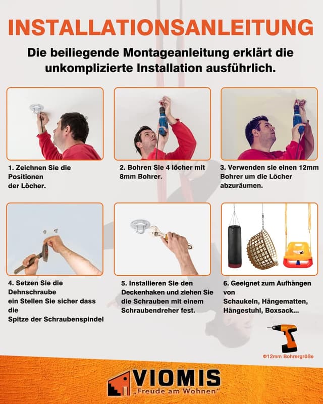 Thumbnail 4 de Viomis Deckenhaken Hängesessel 400 kg