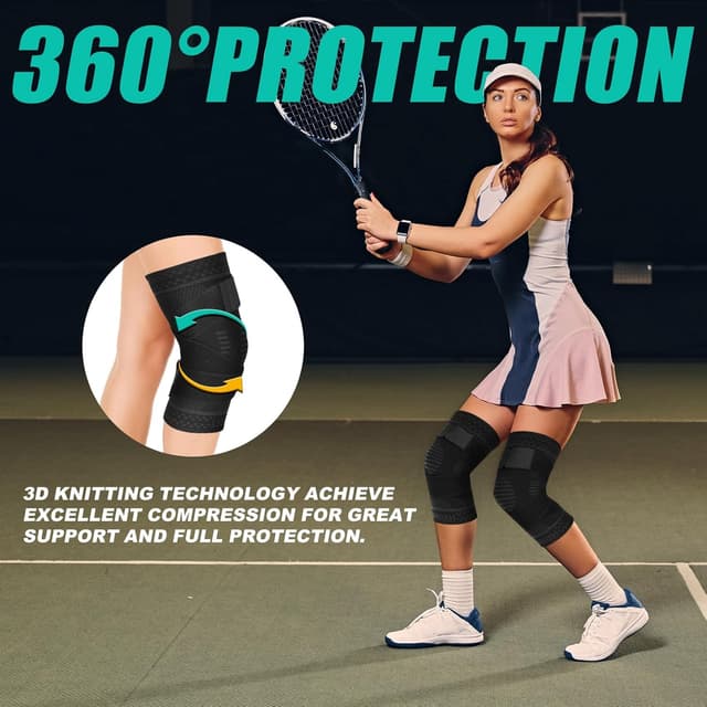 Detalle de Lexniush Kniebandage mit Kompression und verstellbaren Riemen (rechts/links) – für L, Sport Schwarz