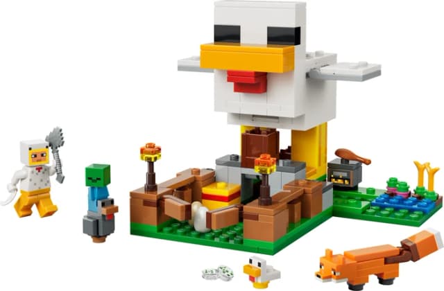 Detalle de LEGO Minecraft Hühnerfarm 21585 – Bauernhof-Set mit Stall, Eierfunktion und Zaun