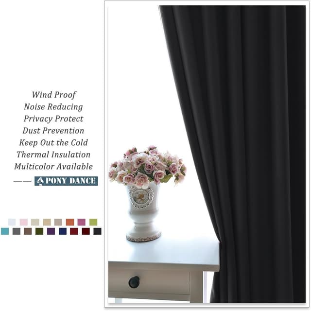 Thumbnail 6 de PONY DANCE abdunkelnde Vorhänge mit Ösen (2er-Set) – 245 x 140 cm, schwarz