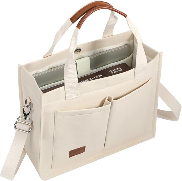 Detalle de Voova Large Canvas Tote Bag 13–14" Laptop Compartment