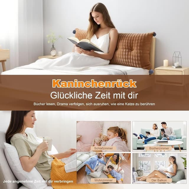 Detalle de Shuyeon Rückenkissen (Keilkissen) für Bett & Sofa mit abnehmbarem Bezug und Seitenfach