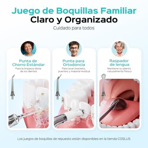 Thumbnail 8 de COSLUS C51 irrigador dental bucal portátil inalámbrico con 3 modos, 18 niveles y depósito de 300 ml (IPX7)