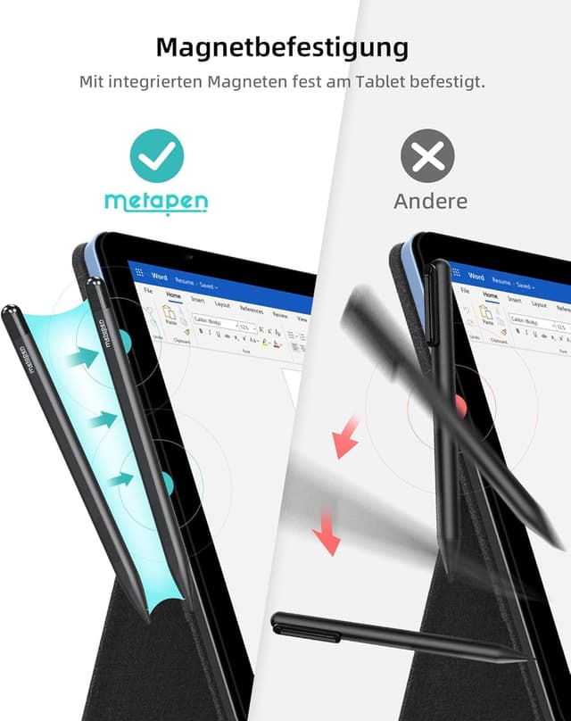 Thumbnail 6 de Metapen Stift M1 für Surface – aktiver Tablet Pen mit 1.024 Druckstufen, USB‑C-Aufladung und magnetischer Befestigung