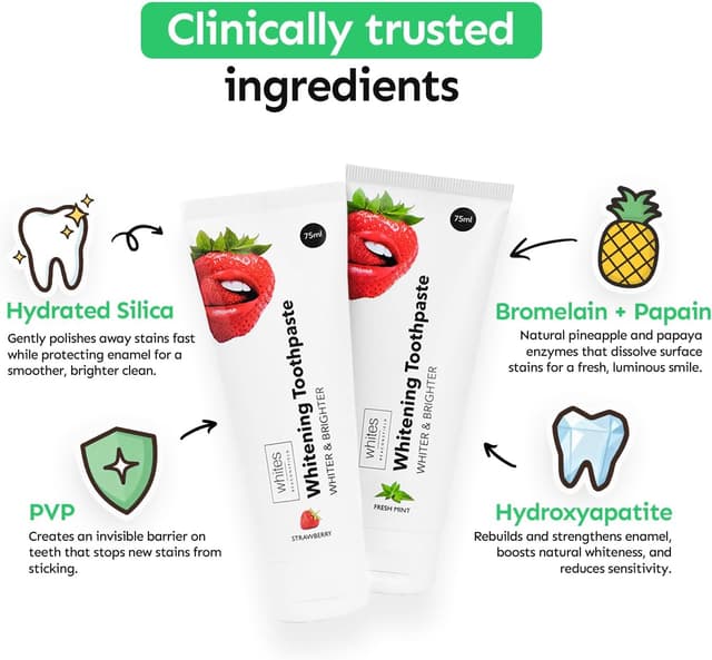 Detalle de Whites Beaconsfield Strawberry Whitening Toothpaste for advanced stain removal & enamel protection