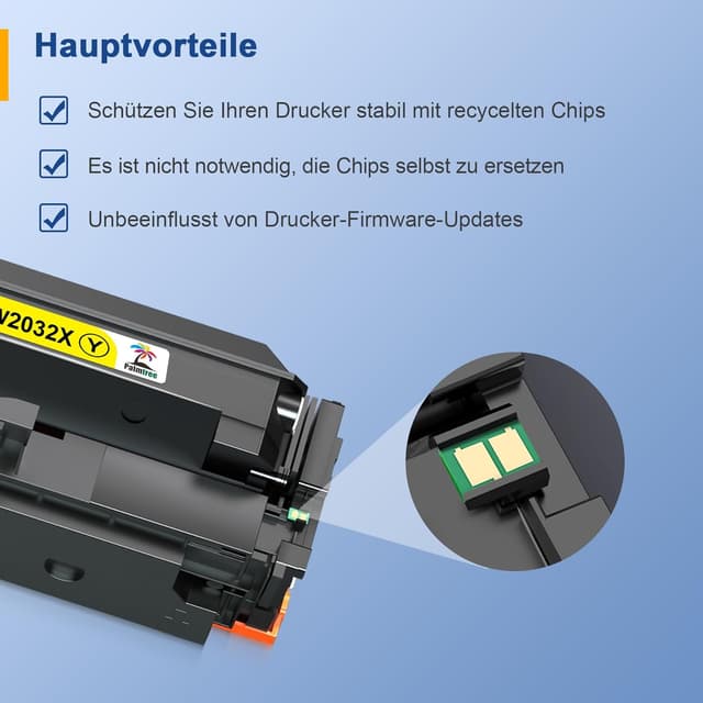 Detalle 2 de Palmtree 415X 4er-Pack kompatibler Toner (W2030X–W2033X) mit Chip für HP 415X, passend für Color LaserJet Pro & MFP