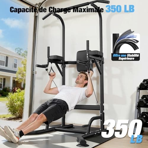 Detalle de Botifly Power Tower con barra de dominadas y estación de inmersión regulable (170–220 cm)