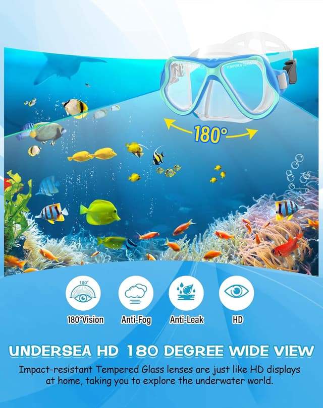 Detalle 2 de Karvipark Dry Snorkel Set with Anti-Fog Panoramic 180° Goggles (Adult/Youth Snorkelling Gear)