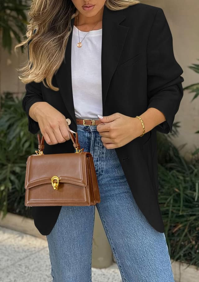 Detalle de PRETTYGARDEN 2026 Women’s Business-Casual Blazer Jacket (Long Sleeve, Open Front)