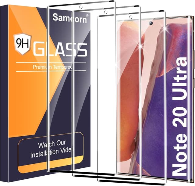 Detalle de Samcorn 3-Pack Galaxy Note 20 Ultra Screen Protector (9H Tempered Glass) with Ultrasonic Fingerprint Support
