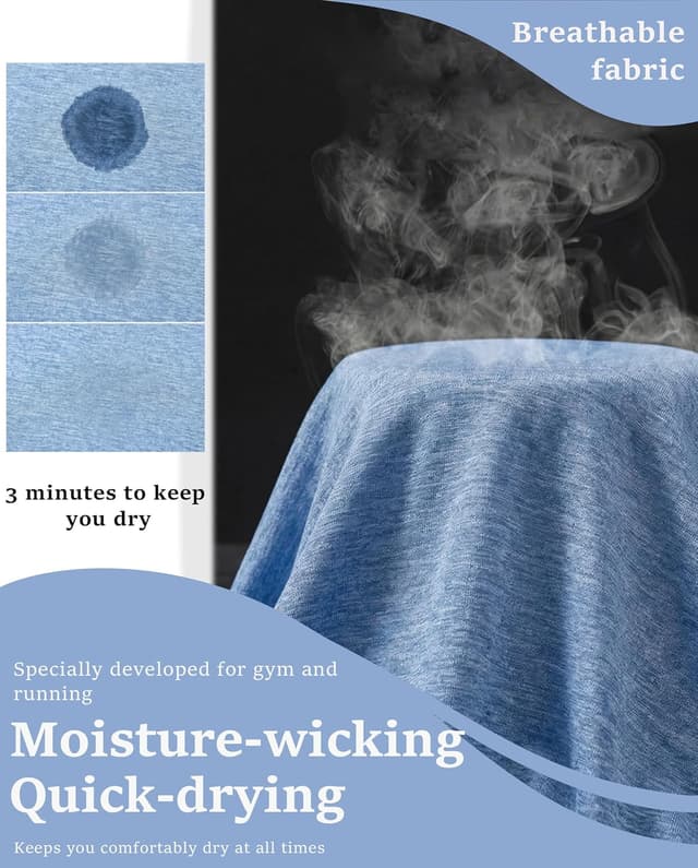 Detalle de MAGCOMSEN Men’s Quick-Dry Running T-Shirts (Heather Grey) — short-sleeve gym & workout tops