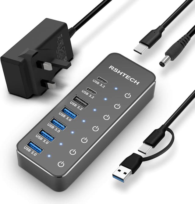 Detalle de RSHTECH RSH-ST07C 7‑port USB hub with 10Gbps ports
