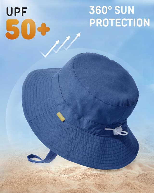 Detalle de FURTALK Kinder-Sonnenhut mit UV-Schutz, verstellbar & faltbar – Bucket Hat mit breiter Krempe