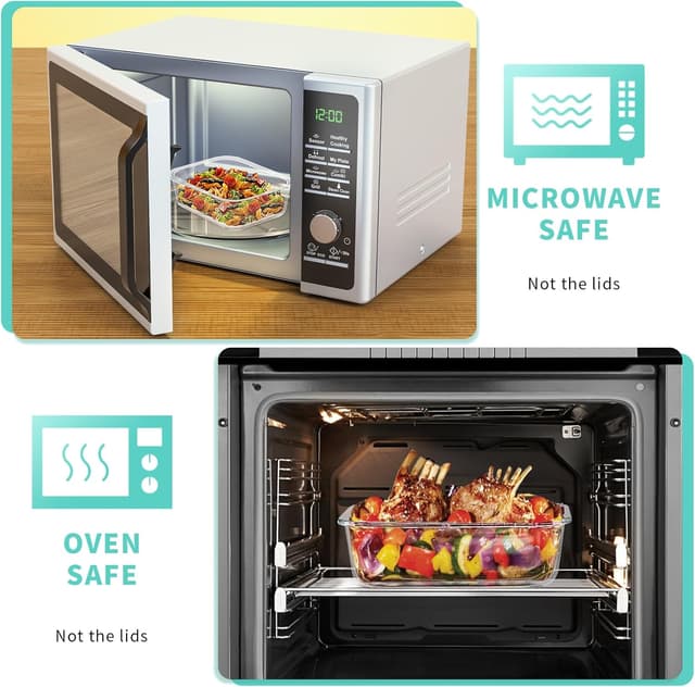 Detalle 1 de Skroam 10 Pack Glass Food Storage Containers with Lids (BPA Free, Leak Proof, Airtight)