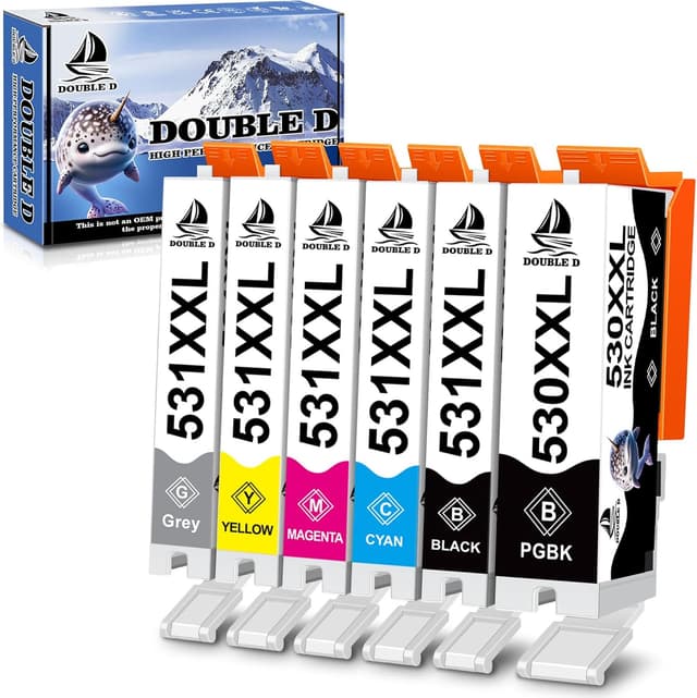 Detalle de DOUBLE D PGI-530 / CLI-531 530XXL 531XXL cartucce compatibili per Canon Pixma TS8750 e TS8751 (6-pack)