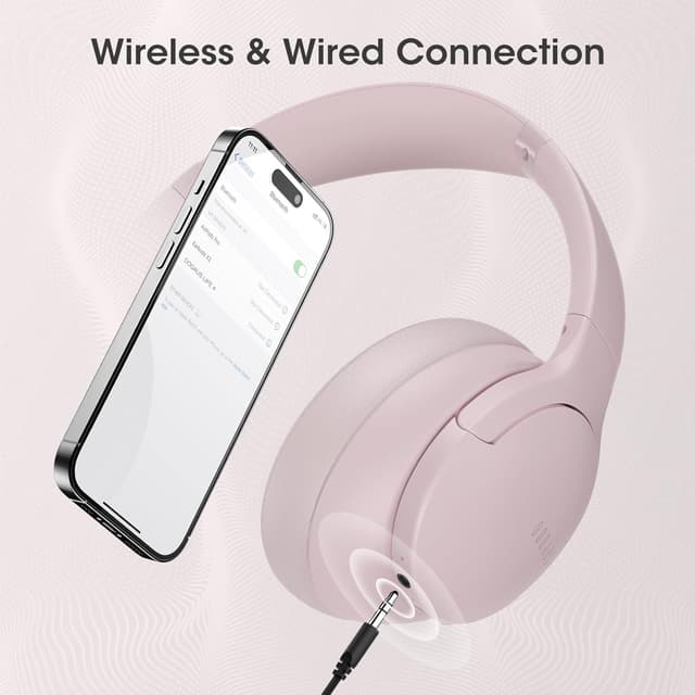 Thumbnail 6 de DOQAUS Bluetooth Over-Ear Headphones (Pink) with Bluetooth 5.3, 90H playtime and mic